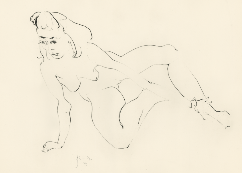 Life drawings of Pascale: Crouching Nude / Resting Nude